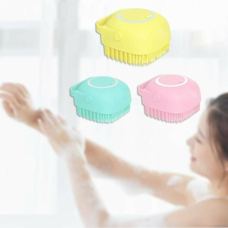 Favon Silicon Soft Cleaning Body Bath Brush with Shampoo Dispenser Scrubber for Cleansing and Dead Skin Removal