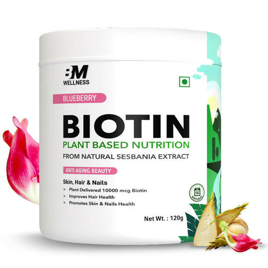 BM Wellness Plant Based Biotin 10000+ Mcg - Blueberry -  usa australia canada 