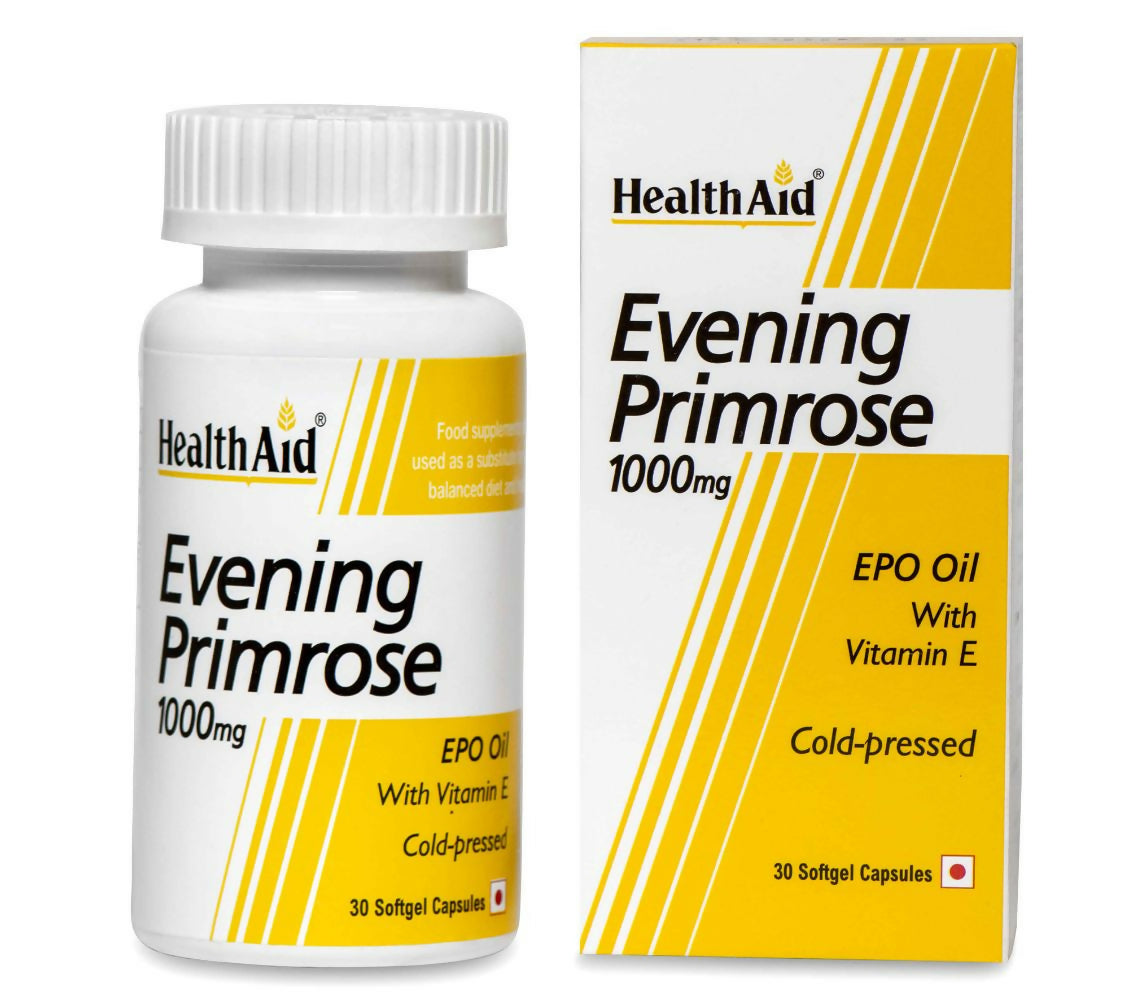 HealthAid Evening Primrose Oil 1000 mg With Vitamin E Softgel Capsules - BUDEN