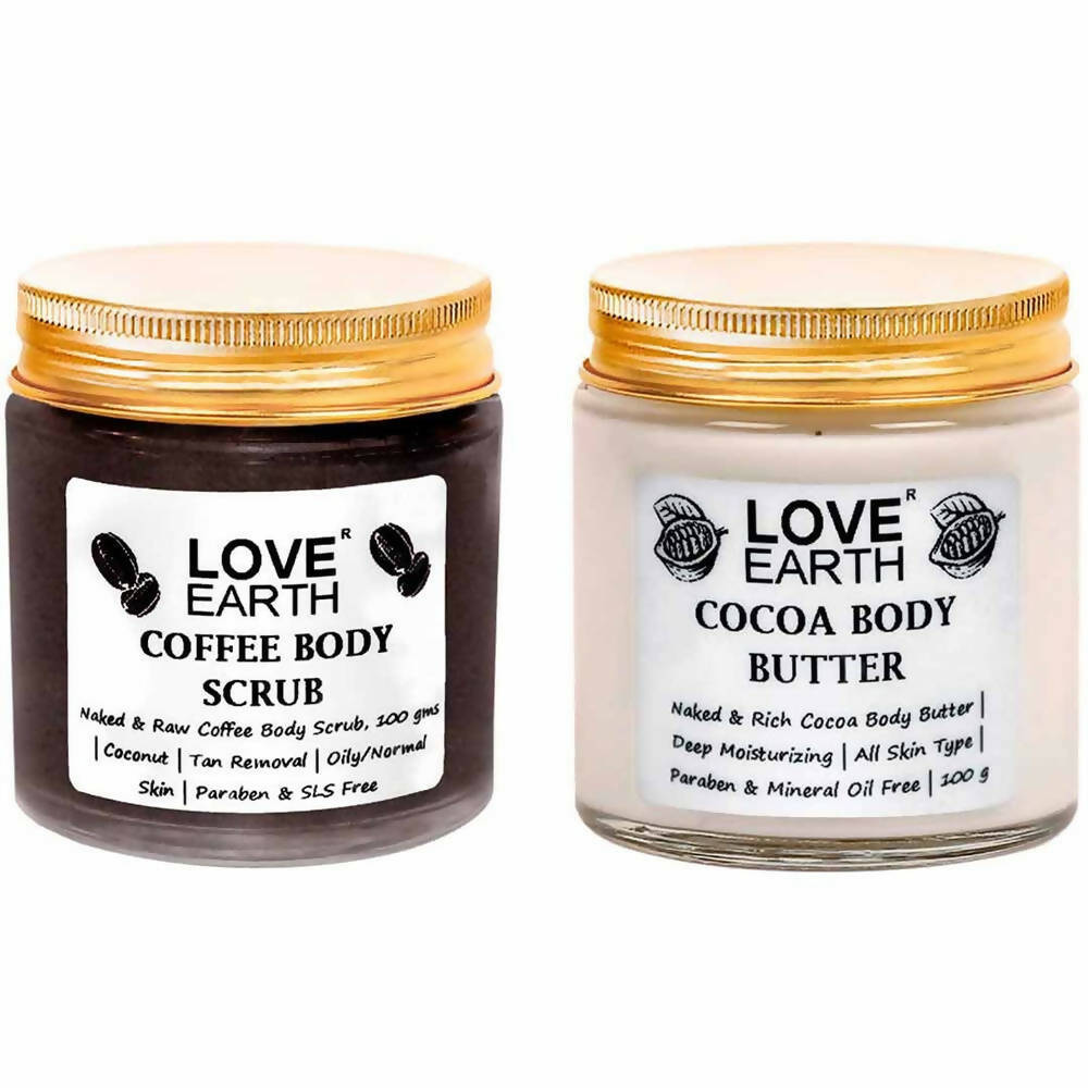 Love Earth Coffee Body Scrub & Cocoa Body Butter - usa canada australia