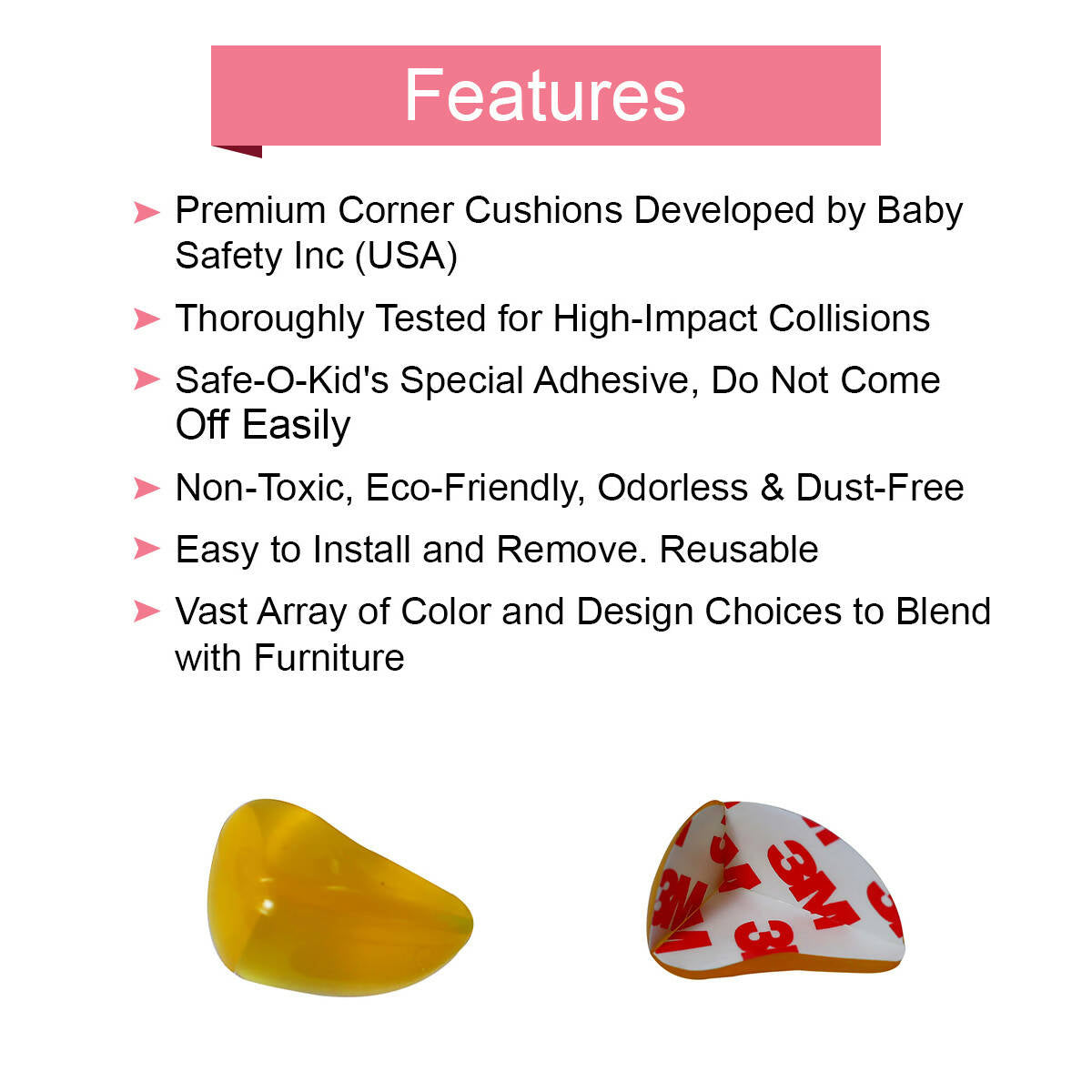 Safe-O-Kid Tear Drop Colorful Corner Caps, Yellow For Kids Protection