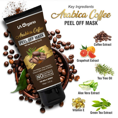 LA Organo Papaya Hydrating Face Gel with Alovera & Vit-E & Arabica Coffee Peel Off Mask Combo