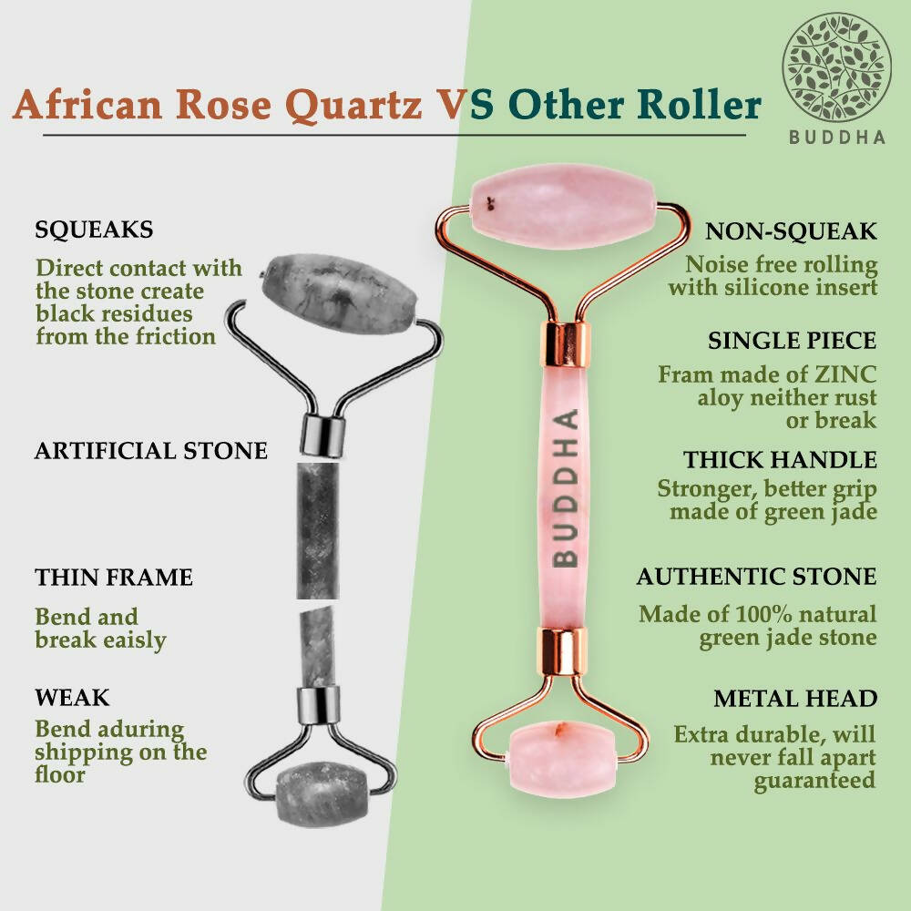 Buddha Natural M African Rose Quartz Face Roller - Helps To Reduce Puffiness Massager