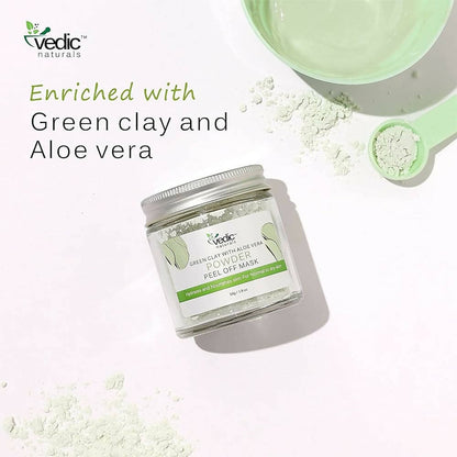Vedic Naturals Green Clay With Aloe Vera Powder Peel Off Mask