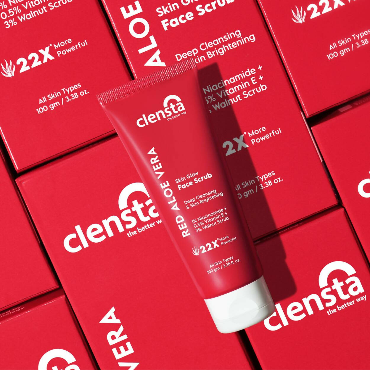 Clensta Red Aloe Vera Skin Glow Face Scrub